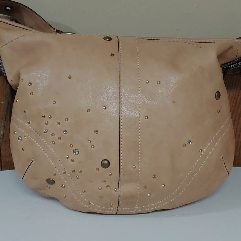 Coach Vanchetta Crystal Studded Leather Hobo Shoulder Bag - Picture 6 of 17